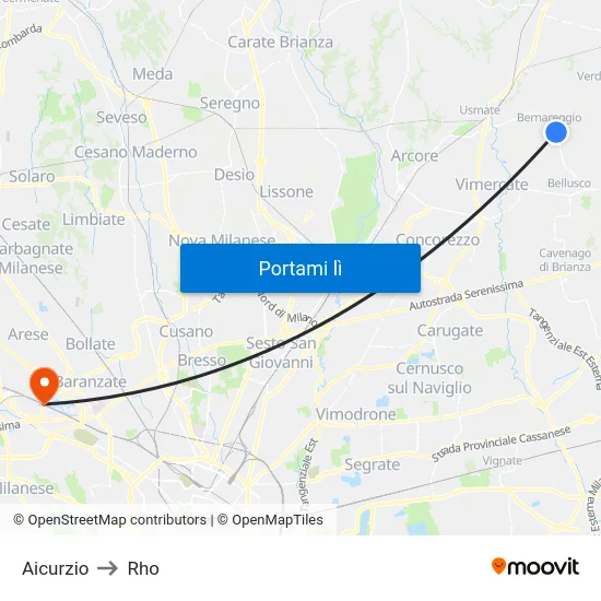 Aicurzio to Rho map