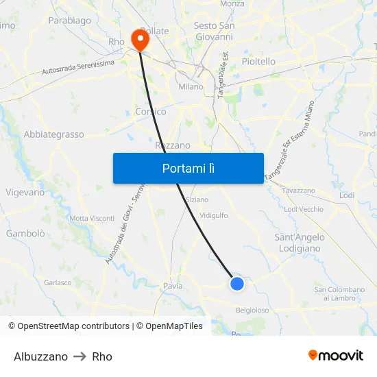 Albuzzano to Rho map