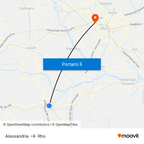 Alessandria to Rho map
