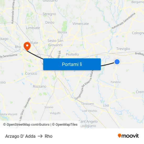 Arzago D' Adda to Rho map