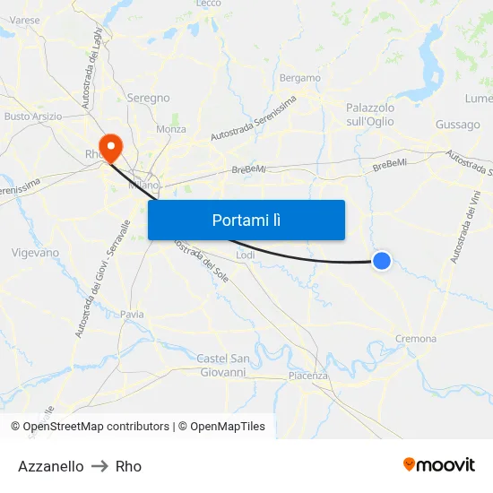 Azzanello to Rho map