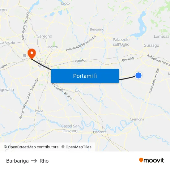 Barbariga to Rho map