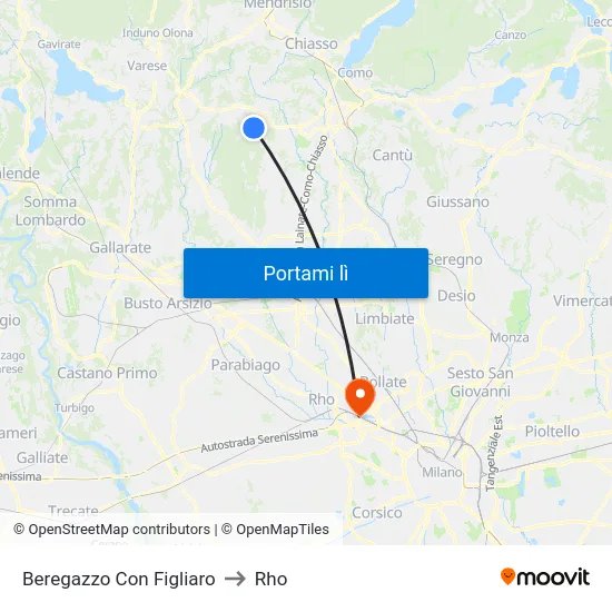 Beregazzo Con Figliaro to Rho map