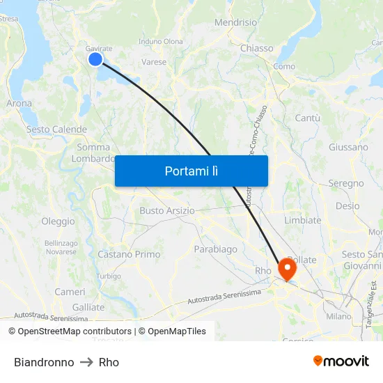 Biandronno to Rho map
