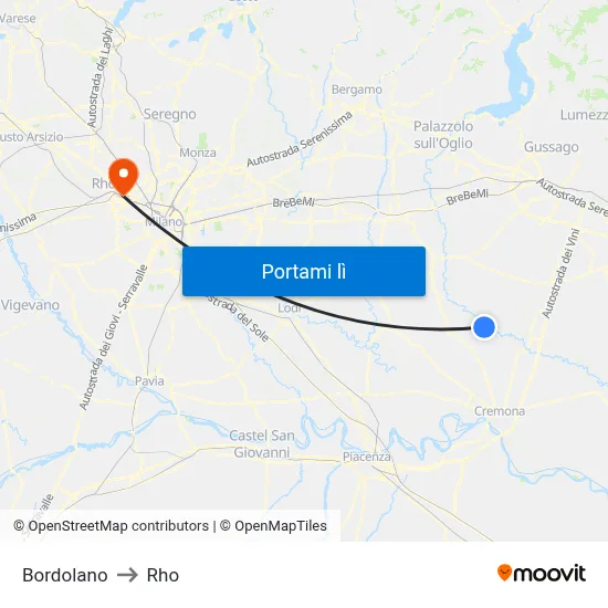 Bordolano to Rho map