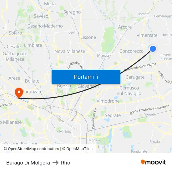 Burago Di Molgora to Rho map