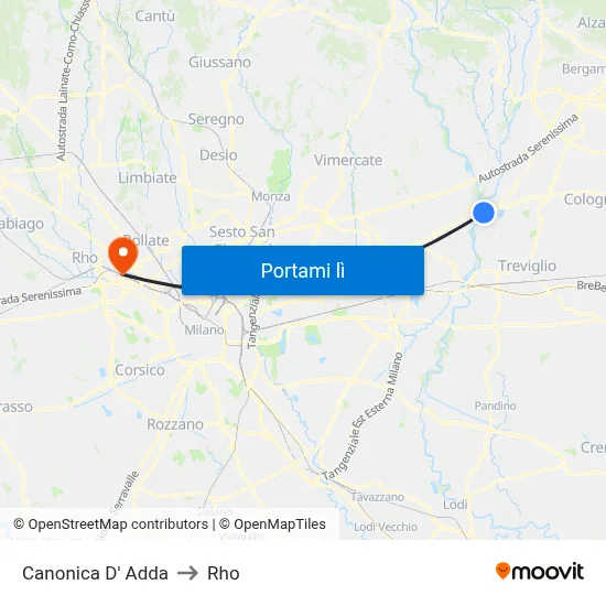 Canonica D' Adda to Rho map