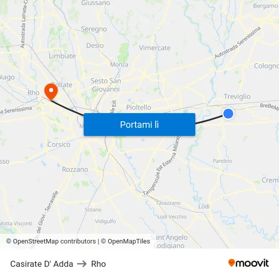 Casirate D' Adda to Rho map