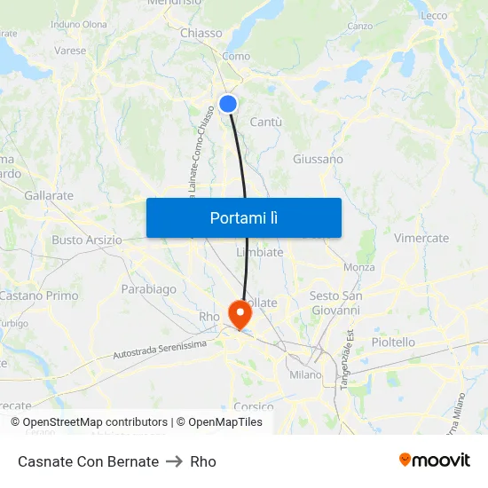 Casnate Con Bernate to Rho map