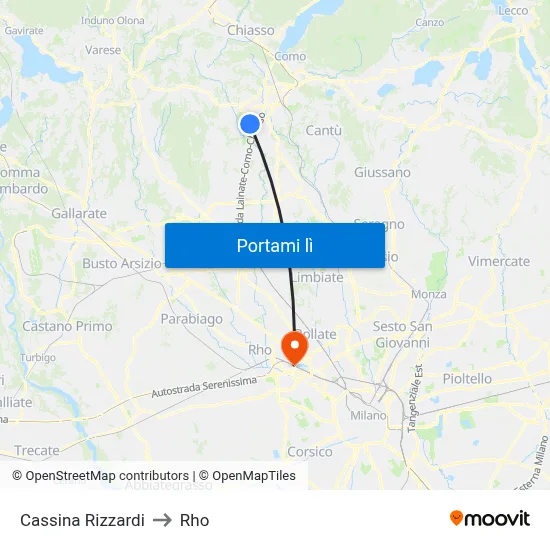 Cassina Rizzardi to Rho map