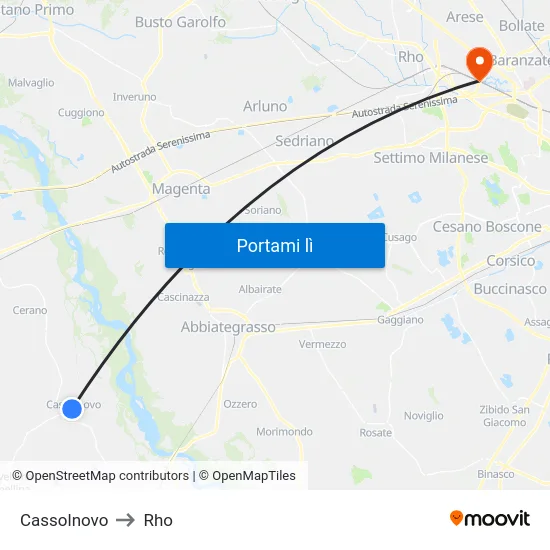 Cassolnovo to Rho map