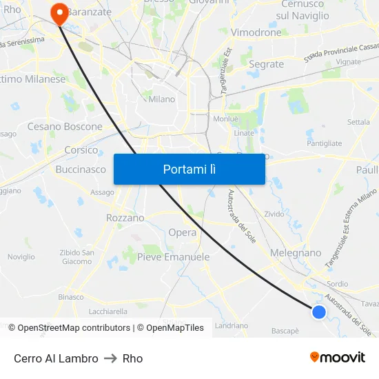 Cerro Al Lambro to Rho map