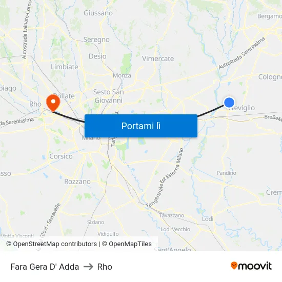 Fara Gera D' Adda to Rho map