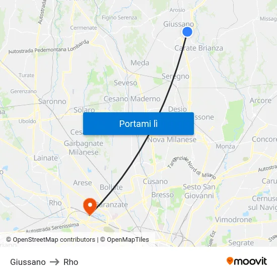 Giussano to Rho map
