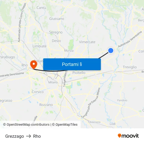 Grezzago to Rho map