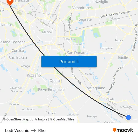 Lodi Vecchio to Rho map
