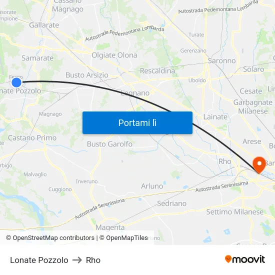 Lonate Pozzolo to Rho map