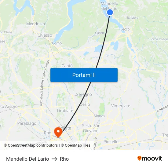 Mandello Del Lario to Rho map