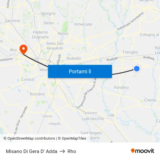 Misano Di Gera D' Adda to Rho map