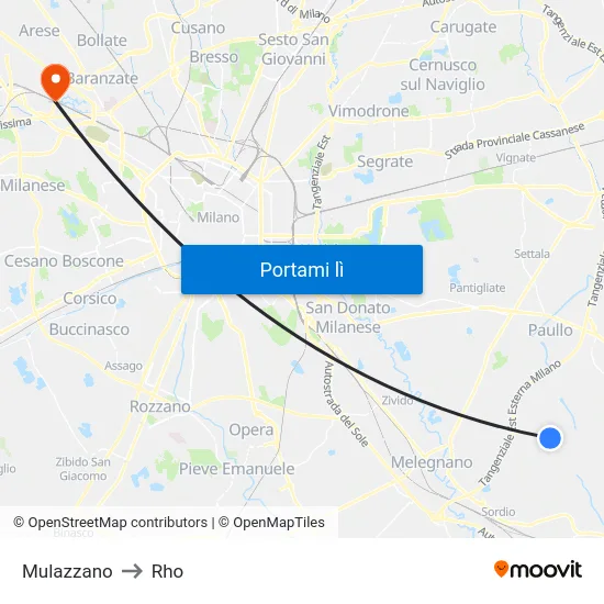 Mulazzano to Rho map