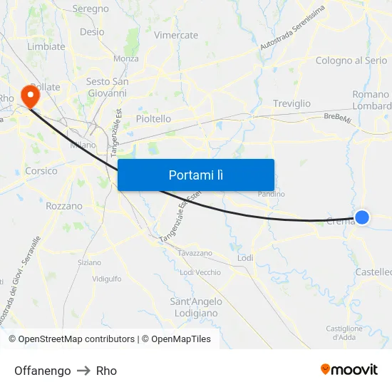 Offanengo to Rho map