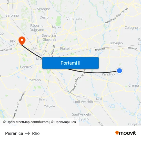 Pieranica to Rho map