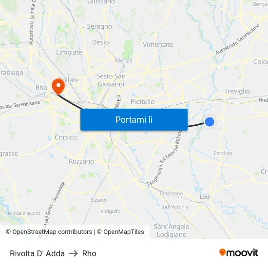 Rivolta D' Adda to Rho map