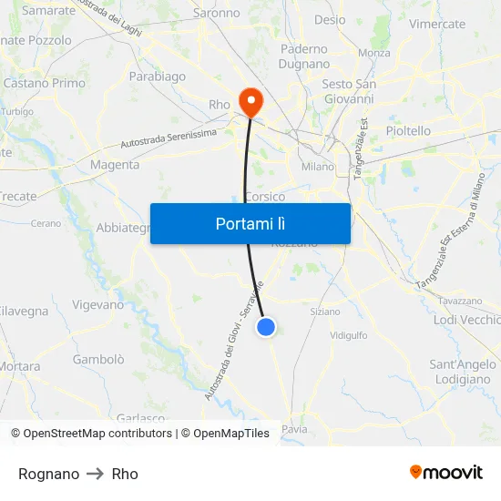 Rognano to Rho map