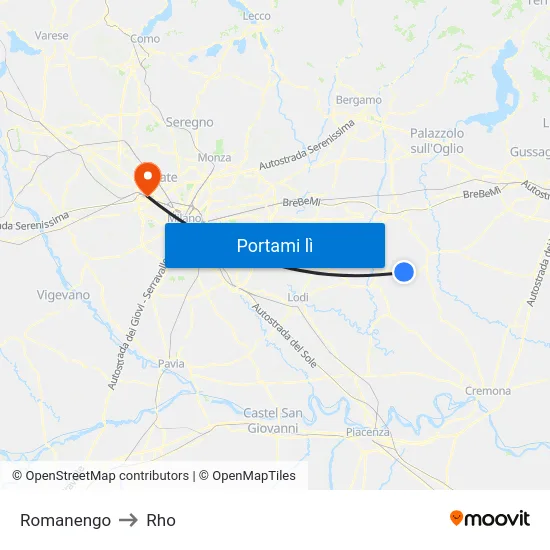 Romanengo to Rho map