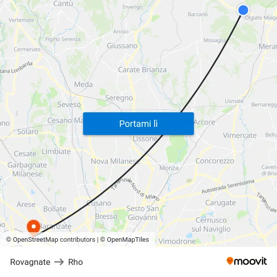 Rovagnate to Rho map