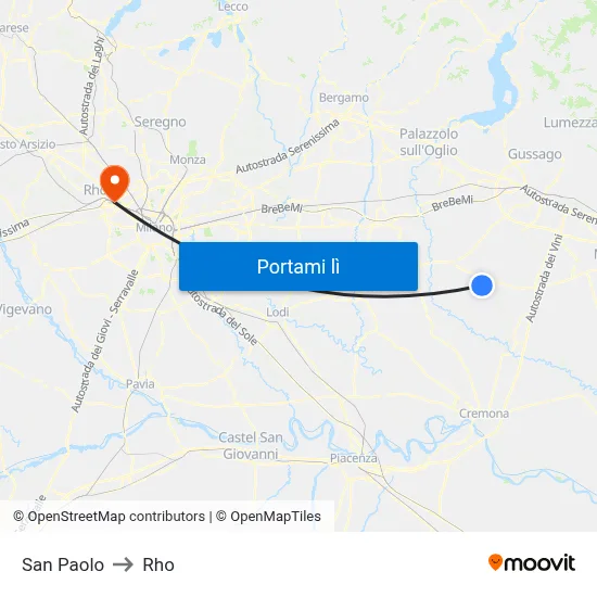 San Paolo to Rho map