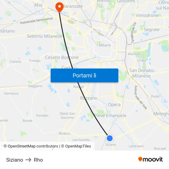 Siziano to Rho map