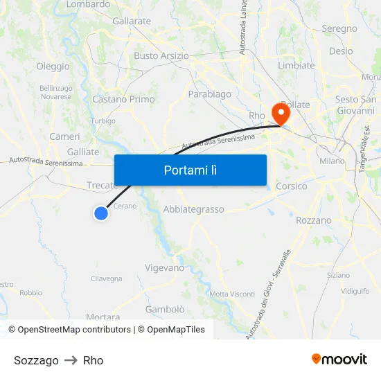 Sozzago to Rho map