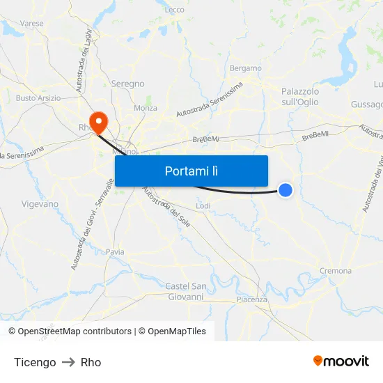 Ticengo to Rho map