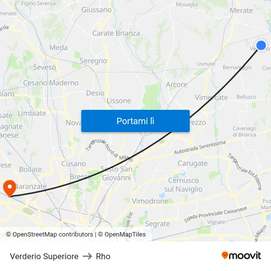 Verderio Superiore to Rho map