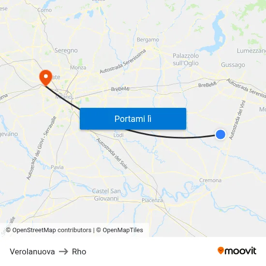 Verolanuova to Rho map