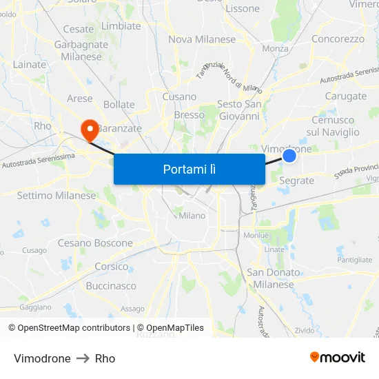 Vimodrone to Rho map