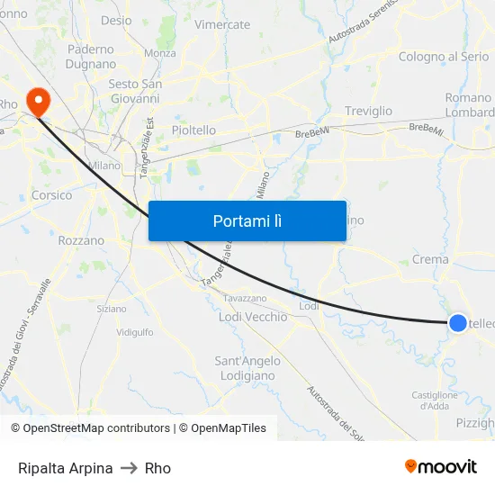 Ripalta Arpina to Rho map