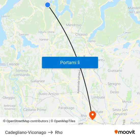 Cadegliano-Viconago to Rho map