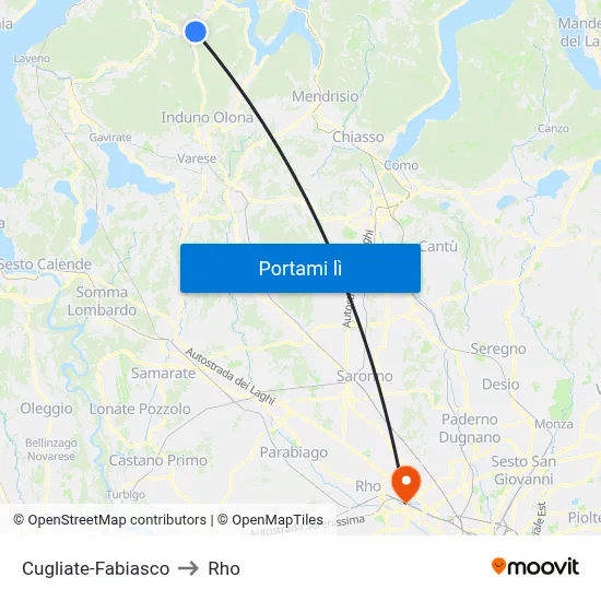 Cugliate-Fabiasco to Rho map