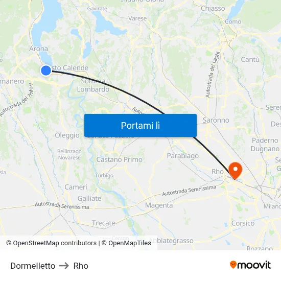 Dormelletto to Rho map