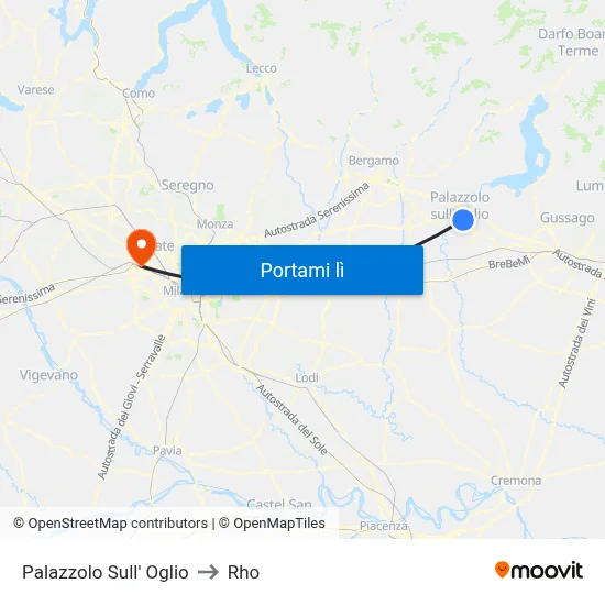 Palazzolo Sull' Oglio to Rho map