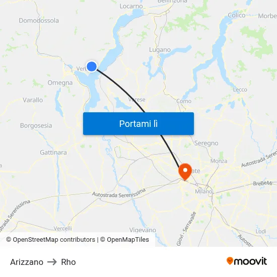 Arizzano to Rho map