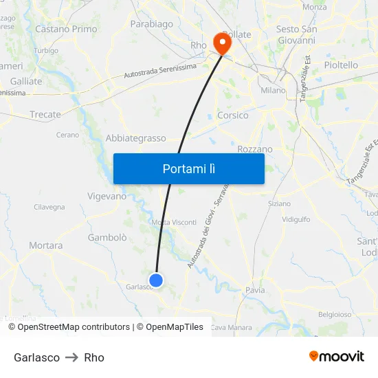 Garlasco to Rho map