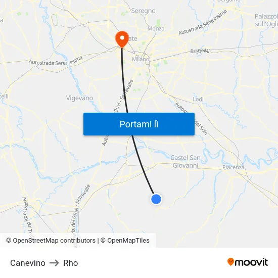 Canevino to Rho map