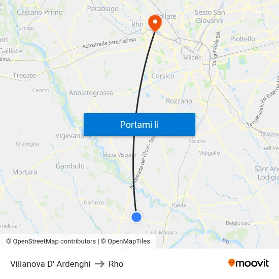 Villanova D' Ardenghi to Rho map