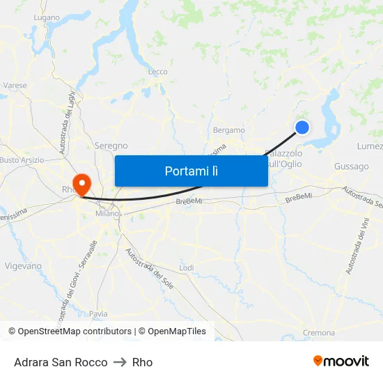 Adrara San Rocco to Rho map