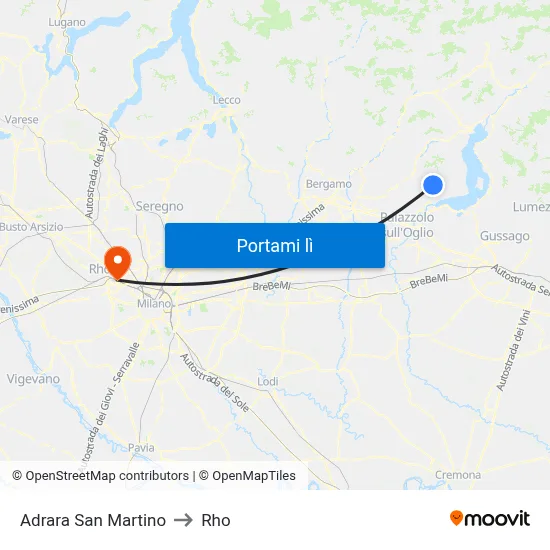 Adrara San Martino to Rho map