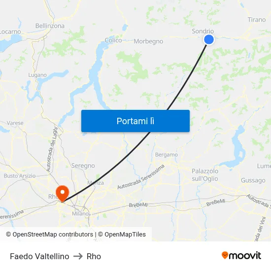 Faedo Valtellino to Rho map