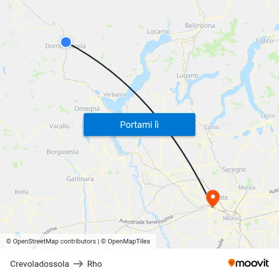Crevoladossola to Rho map